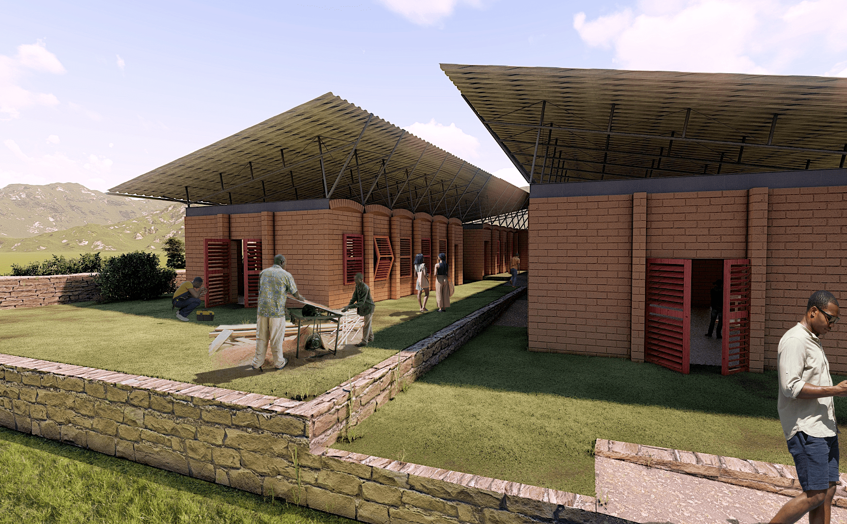 [UGA-IOG19] Erster Entwurf der Schule (gerendert).