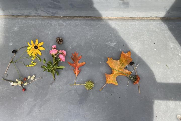 BILA gelegt aus Blumen und Blättern