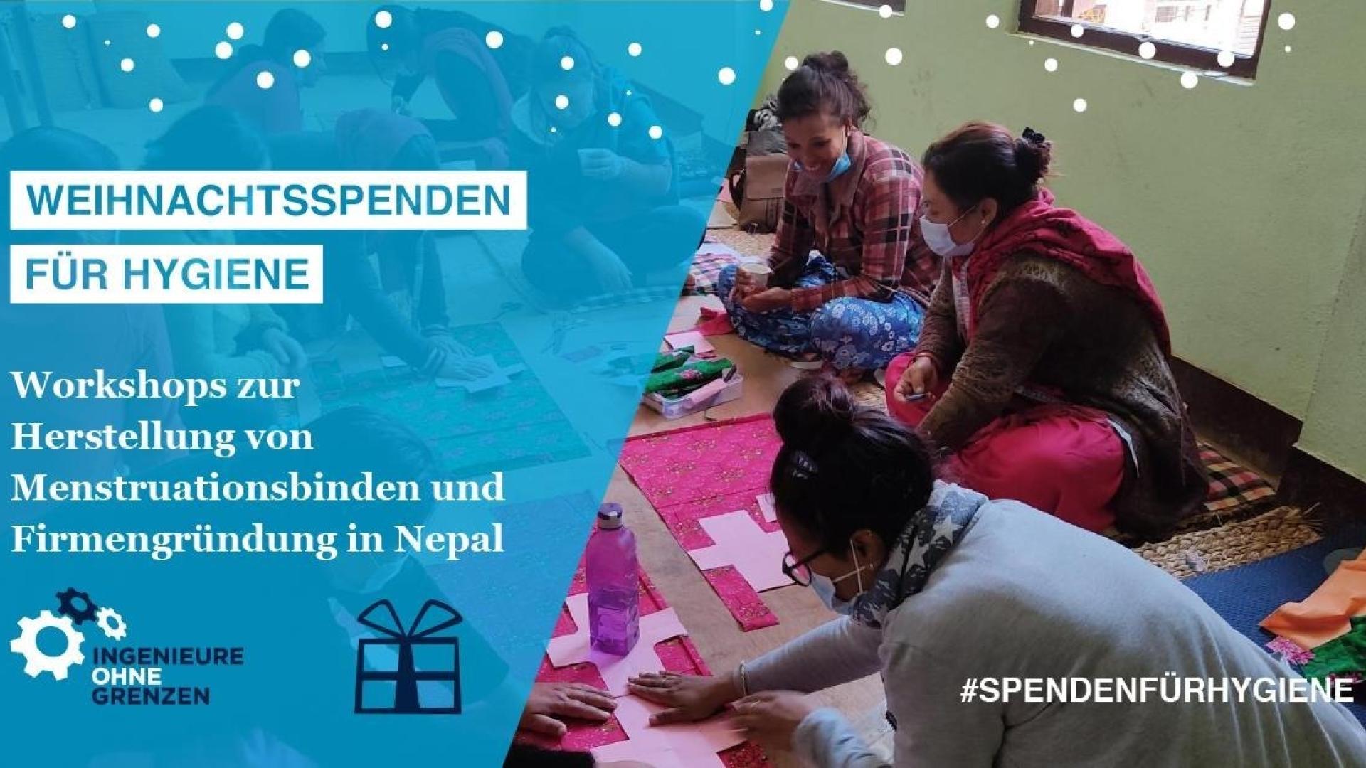 Weihnachtsspenden für Hygiene_Kampagnenfoto Workshop Menstruationsbinden_quer lang